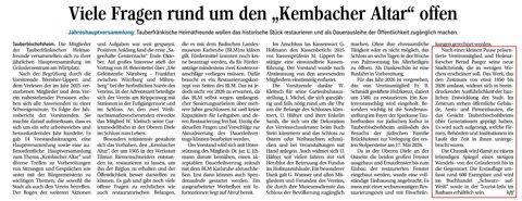 Zeitungsbericht mit rot markierter Passage zur Stadtchronik