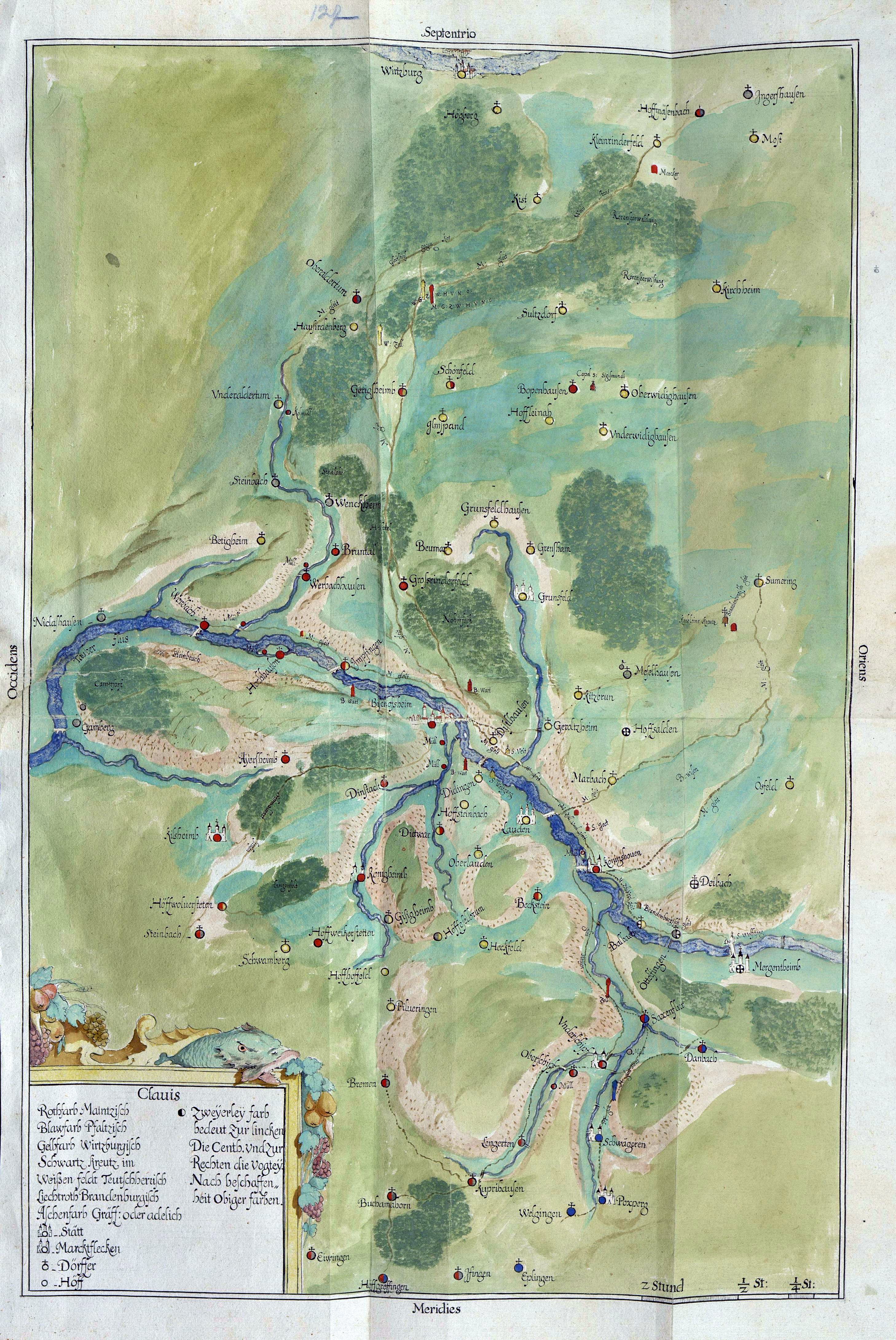 Geleitwegkarte Bischofsheim bis Kist 1668