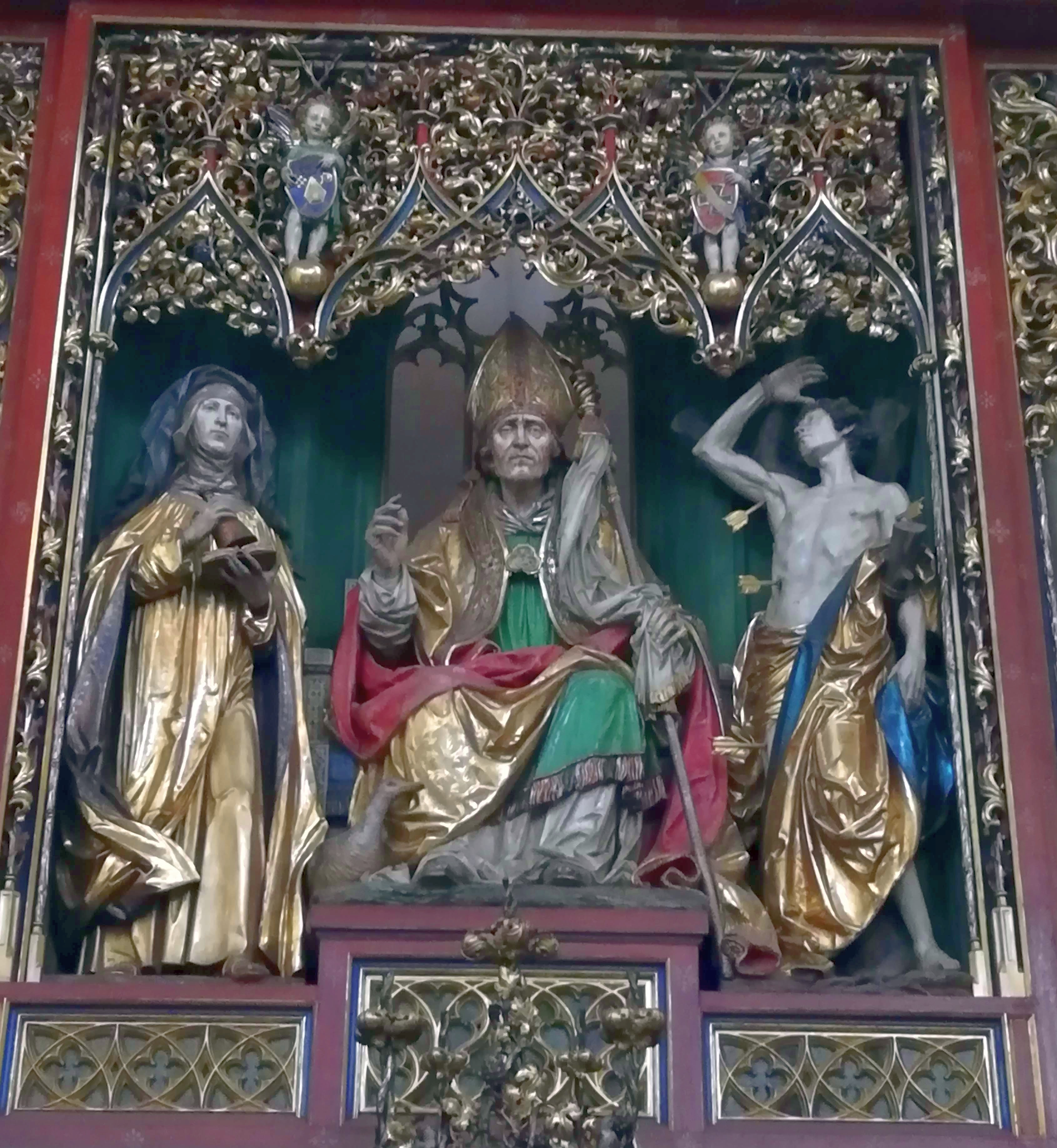 Hochaltardetail mit Martin, Lioba und Sebastian